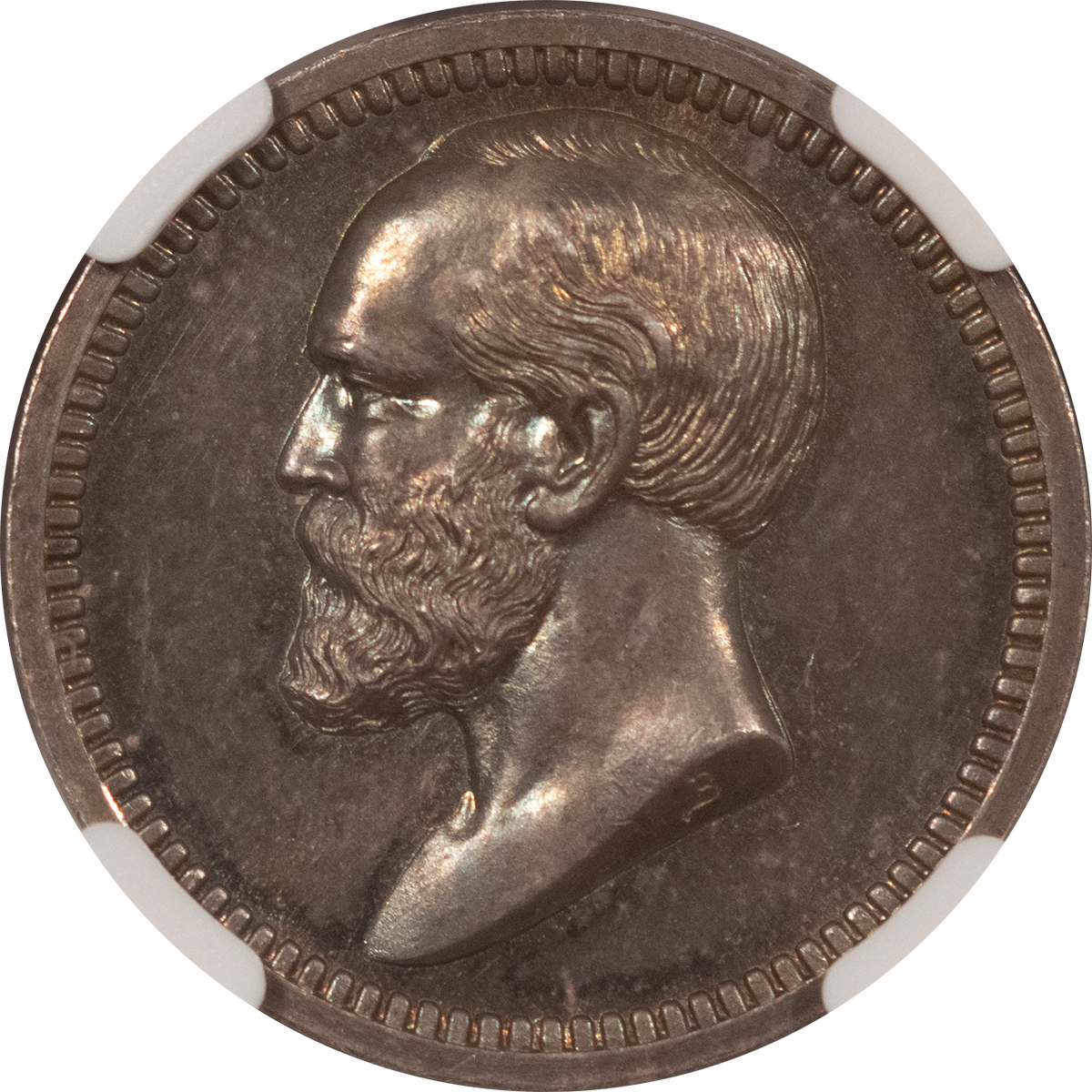 Exonumia UNDATED J-PR-40 AR 26MM LINCOLN-GARFIELD MEDAL – NGC MS-64 PL Exonumia UNDATED J-PR-40 AR 26MM LINCOLN-GARFIELD MEDAL – NGC MS-64 PL