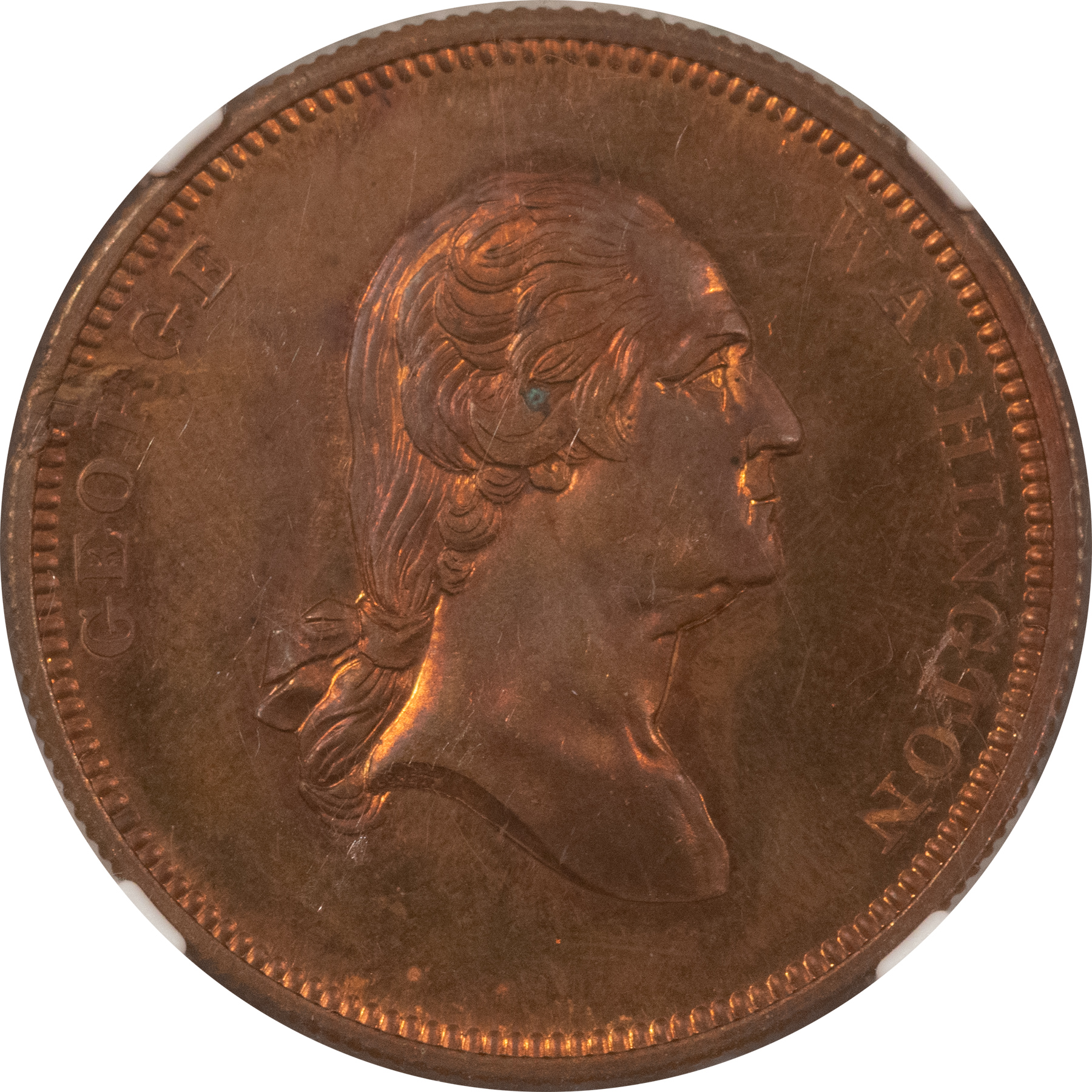 Exonumia 1859 PHILA PA M-PA-89 E COGAN COIN DEALER, WASHINGTON, VIRGIL BRAND NGC MS-63 RB Exonumia 1859 PHILA PA M-PA-89 E COGAN COIN DEALER, WASHINGTON, VIRGIL BRAND NGC MS-63 RB