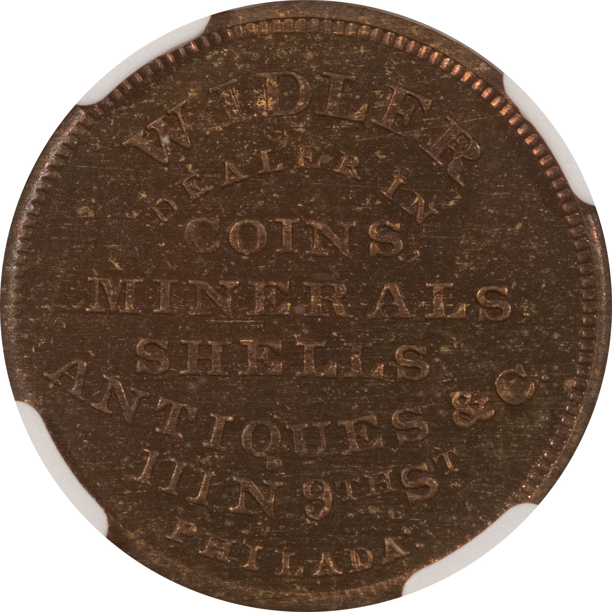Exonumia 1860 PHILADELPHIA PA M-PA-229 W IDLER, COIN DEALER MEDAL, WASHINGTON – NGC MS-64 Exonumia 1860 PHILADELPHIA PA M-PA-229 W IDLER, COIN DEALER MEDAL, WASHINGTON – NGC MS-64