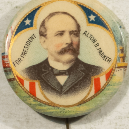 Other Collectibles 1904 ALTON PARKER 1 1/4″ CELLULOID CAMPAIGN BUTTON, FULL COLOR W/ INDUSTRY THEME