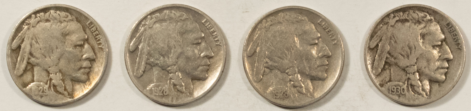 Buffalo Nickels 1928, 1928-S, 1929, 1930-S BUFFALO NICKELS – 4 PIECE LOT! Buffalo Nickels 1928, 1928-S, 1929, 1930-S BUFFALO NICKELS – 4 PIECE LOT!