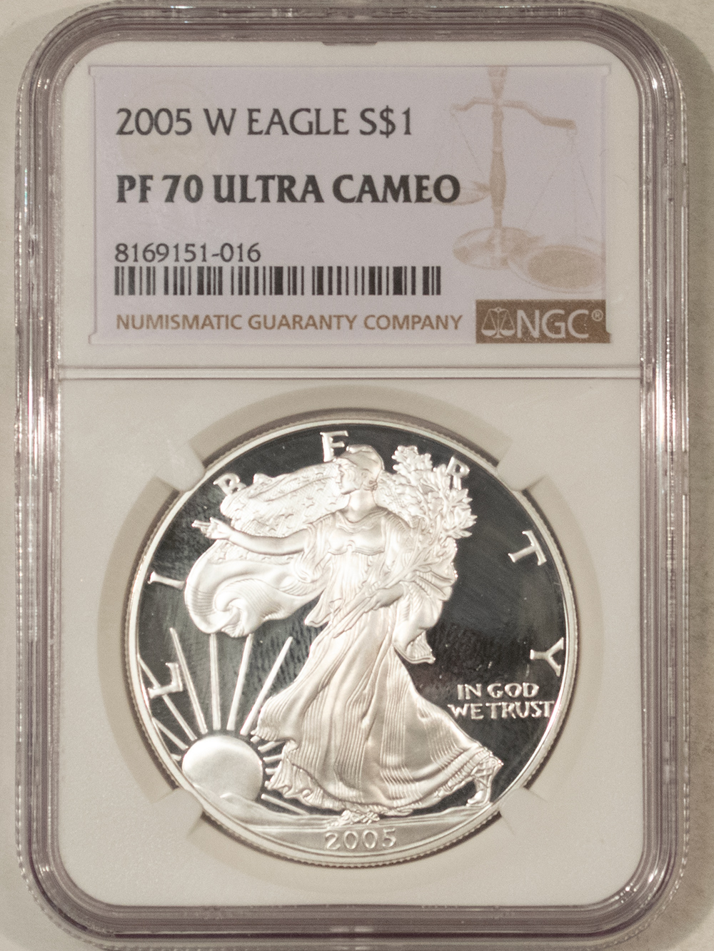 American Silver Eagles 2005-W PROOF $1 AMERICAN SILVER EAGLE, 1 OZ .999 – NGC PF-70 ULTRA CAMEO American Silver Eagles 2005-W PROOF $1 AMERICAN SILVER EAGLE, 1 OZ .999 – NGC PF-70 ULTRA CAMEO