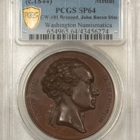 Exonumia ca 1844 WASHINGTON NUMISMATICA, GW-101 BRONZED-JOHN BACON DIES, PCGS SP-64-RARE! Exonumia ca 1844 WASHINGTON NUMISMATICA, GW-101 BRONZED-JOHN BACON DIES, PCGS SP-64-RARE!