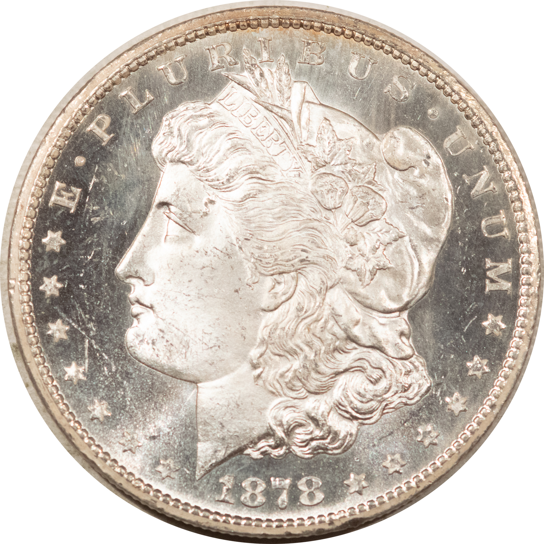 Dollars 1878-CC $1 MORGAN DOLLAR – CHOICE + DMPL W/ OLD OBVERSE BRUSH MARK! Dollars 1878-CC $1 MORGAN DOLLAR – CHOICE + DMPL W/ OLD OBVERSE BRUSH MARK!
