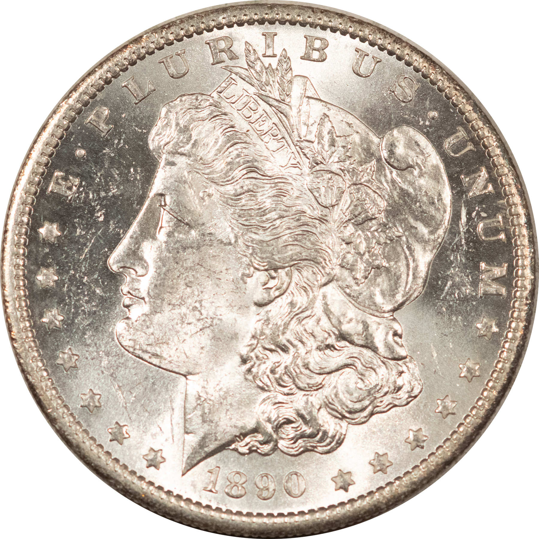 Dollars 1890-S $1 MORGAN DOLLAR – FRESH, FLASHY UNCIRCULATED, CLAIMS TO CHOICE! Dollars 1890-S $1 MORGAN DOLLAR – FRESH, FLASHY UNCIRCULATED, CLAIMS TO CHOICE!