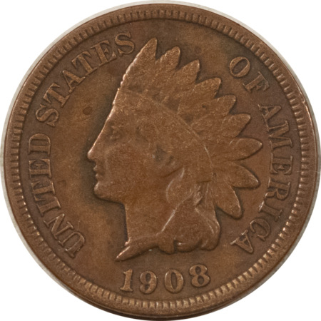 Indian 1908-S INDIAN CENT – HIGH GRADE CIRCULATED EXAMPLE! W/ INS AUTHENTICATION CERT