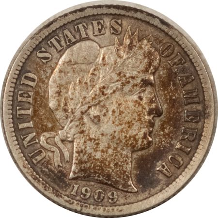 Barber Dimes 1909 BARBER DIME – AU+ WITH OLD CLEANING!