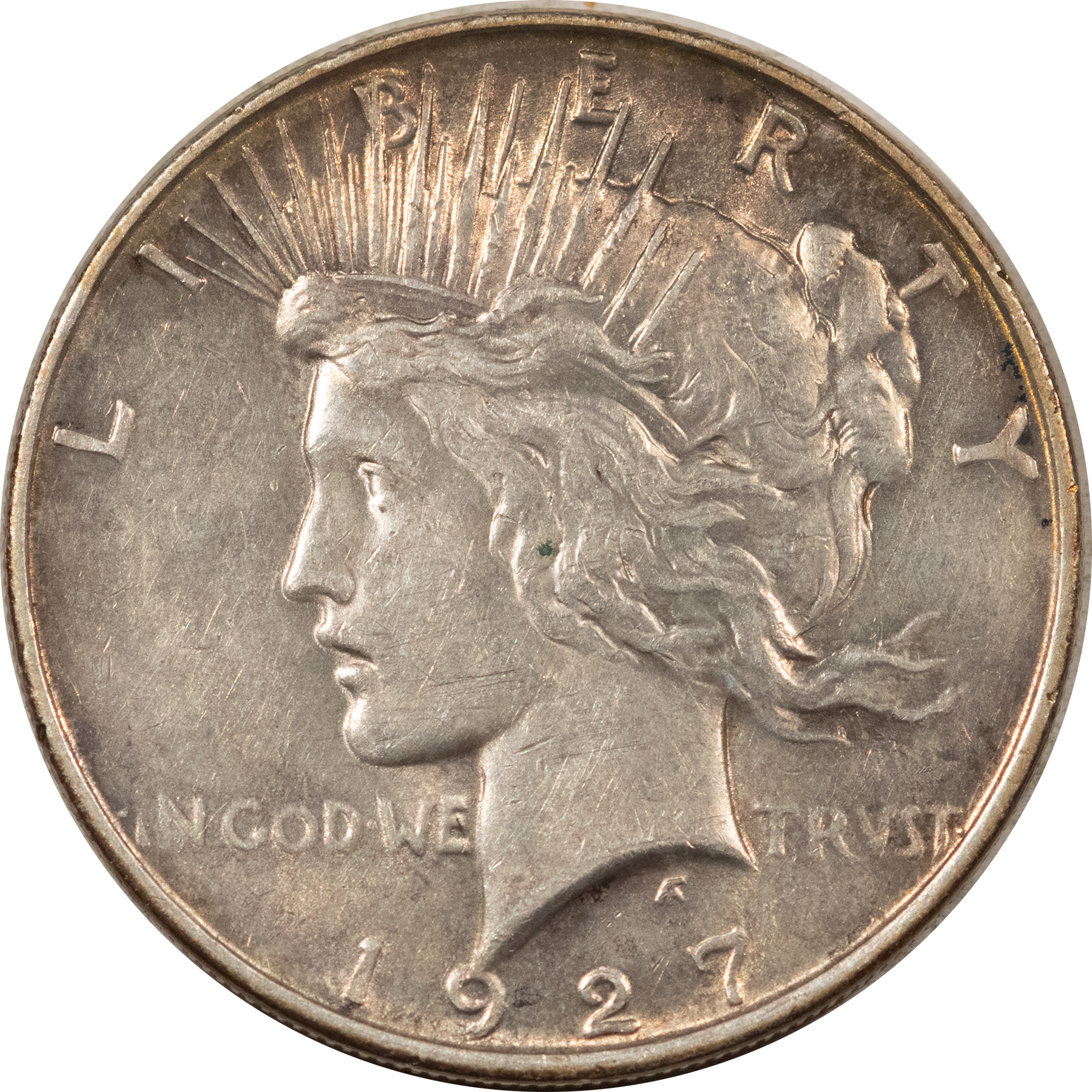 Dollars 1927-D $1 PEACE DOLLAR – HIGH GRADE NEARLY UNCIRCULATED, VERY LIGHT SLIDE LINES! Dollars 1927-D $1 PEACE DOLLAR – HIGH GRADE NEARLY UNCIRCULATED, VERY LIGHT SLIDE LINES!