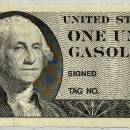 Miscellaneous Currency 1974 UNITED STATES ONE UNIT GASOLINE RATION COUPON OIL CRISIS CRISP, SMALL SPLIT