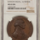 Exonumia 1864 PHILA PA F-750L-1F GREAT CENTRAL FAIR SILVER WASHINGTON MEDAL – NGC MS-63