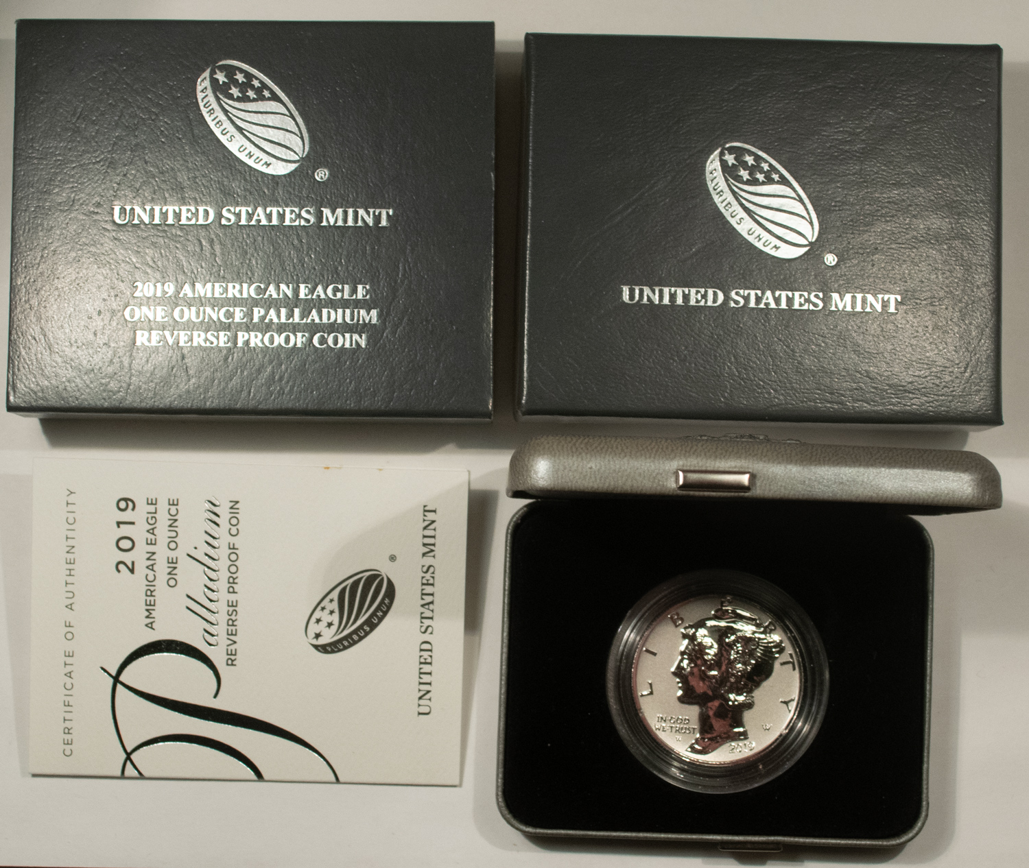 American Platinum Eagles 2019-W $25 REVERSE PROOF PALLADIUM EAGLE 1 OZ .9995 OGP W/ BOX AND COA MERCURY American Platinum Eagles 2019-W $25 REVERSE PROOF PALLADIUM EAGLE 1 OZ .9995 OGP W/ BOX AND COA MERCURY