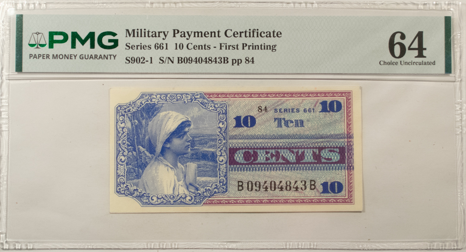 Military Payment Certificates SERIES 661 10c MPC MILITARY PAYMENT CERTIFICATE S902-1 PMG CHOICE UNC-64! Military Payment Certificates SERIES 661 10c MPC MILITARY PAYMENT CERTIFICATE S902-1 PMG CHOICE UNC-64!
