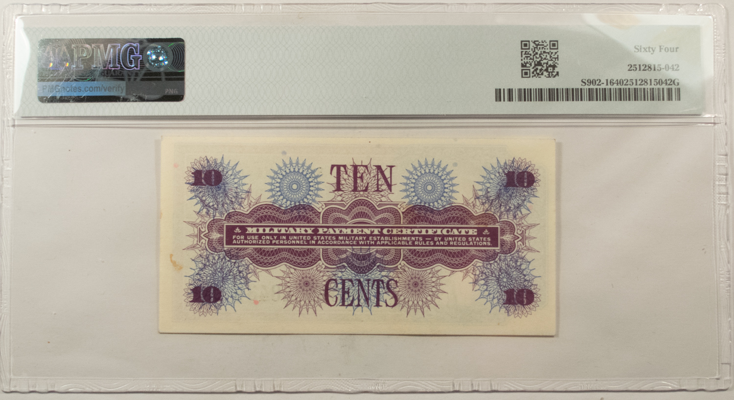 Military Payment Certificates SERIES 661 10c MPC MILITARY PAYMENT CERTIFICATE S902-1 PMG CHOICE UNC-64! Military Payment Certificates SERIES 661 10c MPC MILITARY PAYMENT CERTIFICATE S902-1 PMG CHOICE UNC-64!