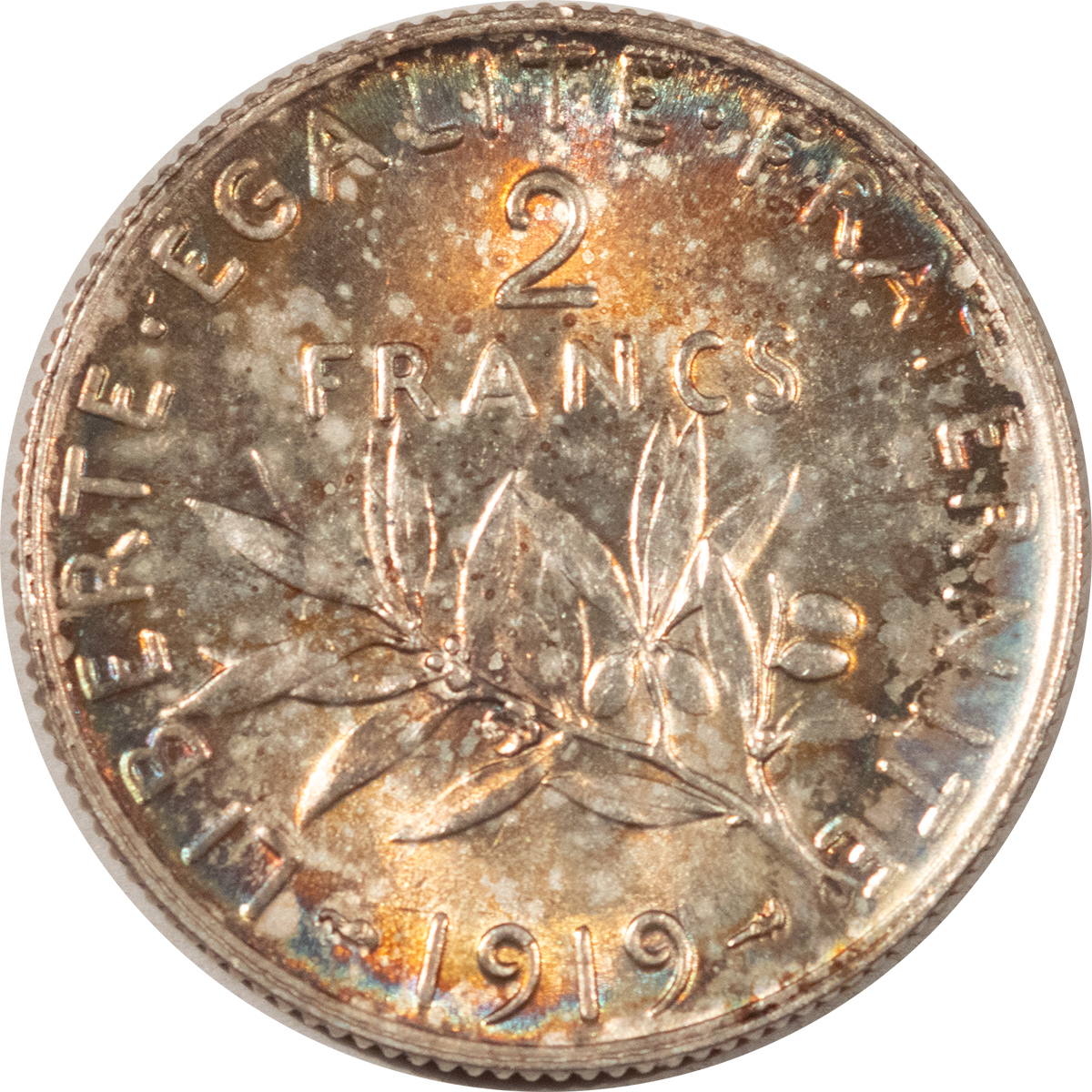 Bullion 1919 FRANCE SILVER 2 FRANCS .2685 OZ ASW KM-845.1 – GORGEOUS GEM! UNCIRCULATED! Bullion 1919 FRANCE SILVER 2 FRANCS .2685 OZ ASW KM-845.1 – GORGEOUS GEM! UNCIRCULATED!
