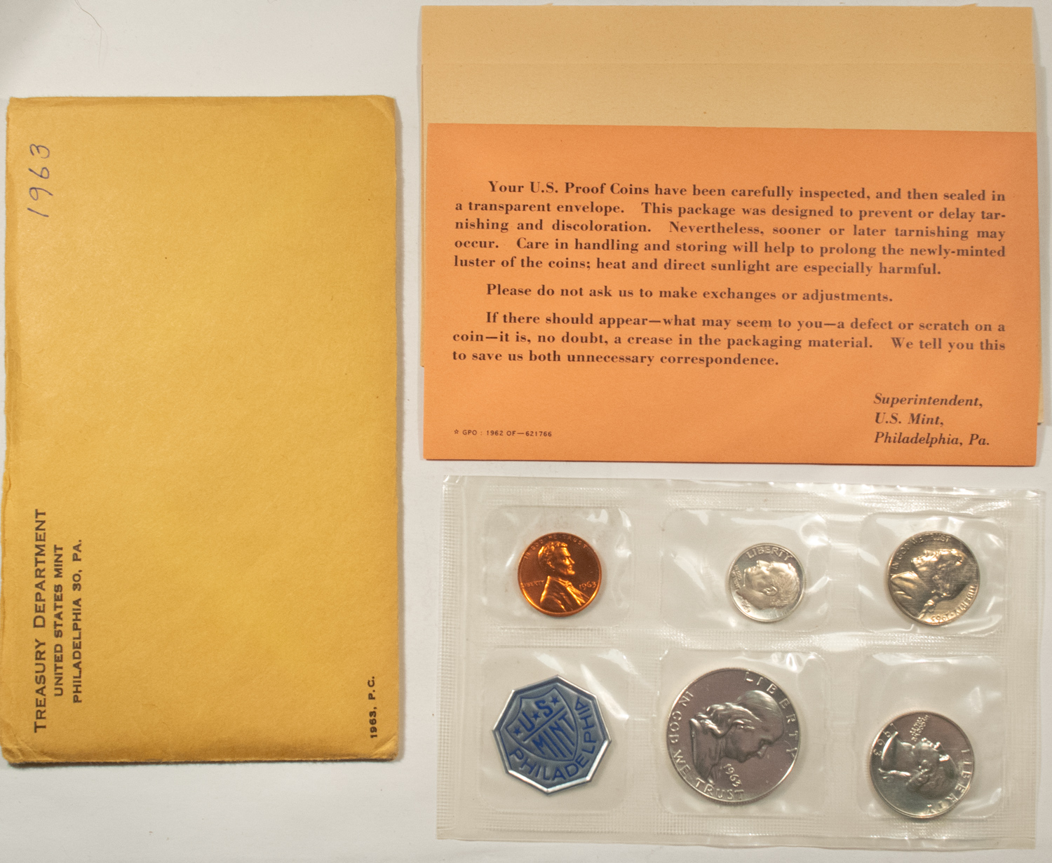 New Store Items 1963 U.S. 5 COIN SILVER PROOF SET, GEM PROOF IN ORIGINAL ENVELOPE! New Store Items 1963 U.S. 5 COIN SILVER PROOF SET, GEM PROOF IN ORIGINAL ENVELOPE!
