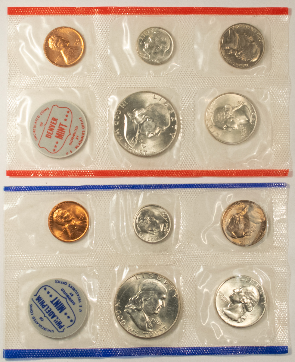New Store Items 1961 P/D U.S. MINT 10 COIN SILVER UNCIRCULATED SET WITH OGP! New Store Items 1961 P/D U.S. MINT 10 COIN SILVER UNCIRCULATED SET WITH OGP!