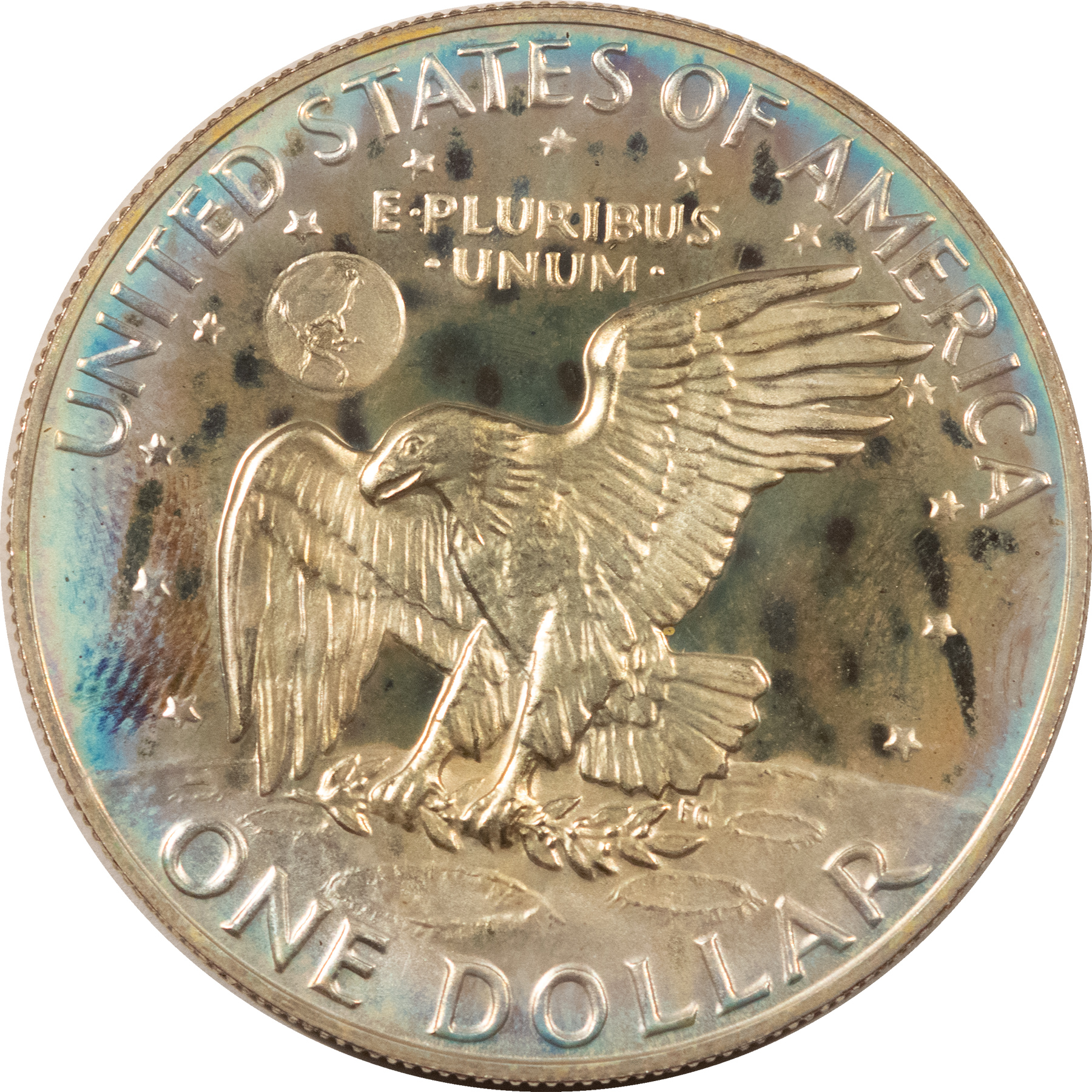 Dollars 1974-S $1 EISENHOWER DOLLAR, 40% SILVER PROOF – GEM PROOF, TONED! Dollars 1974-S $1 EISENHOWER DOLLAR, 40% SILVER PROOF – GEM PROOF, TONED!