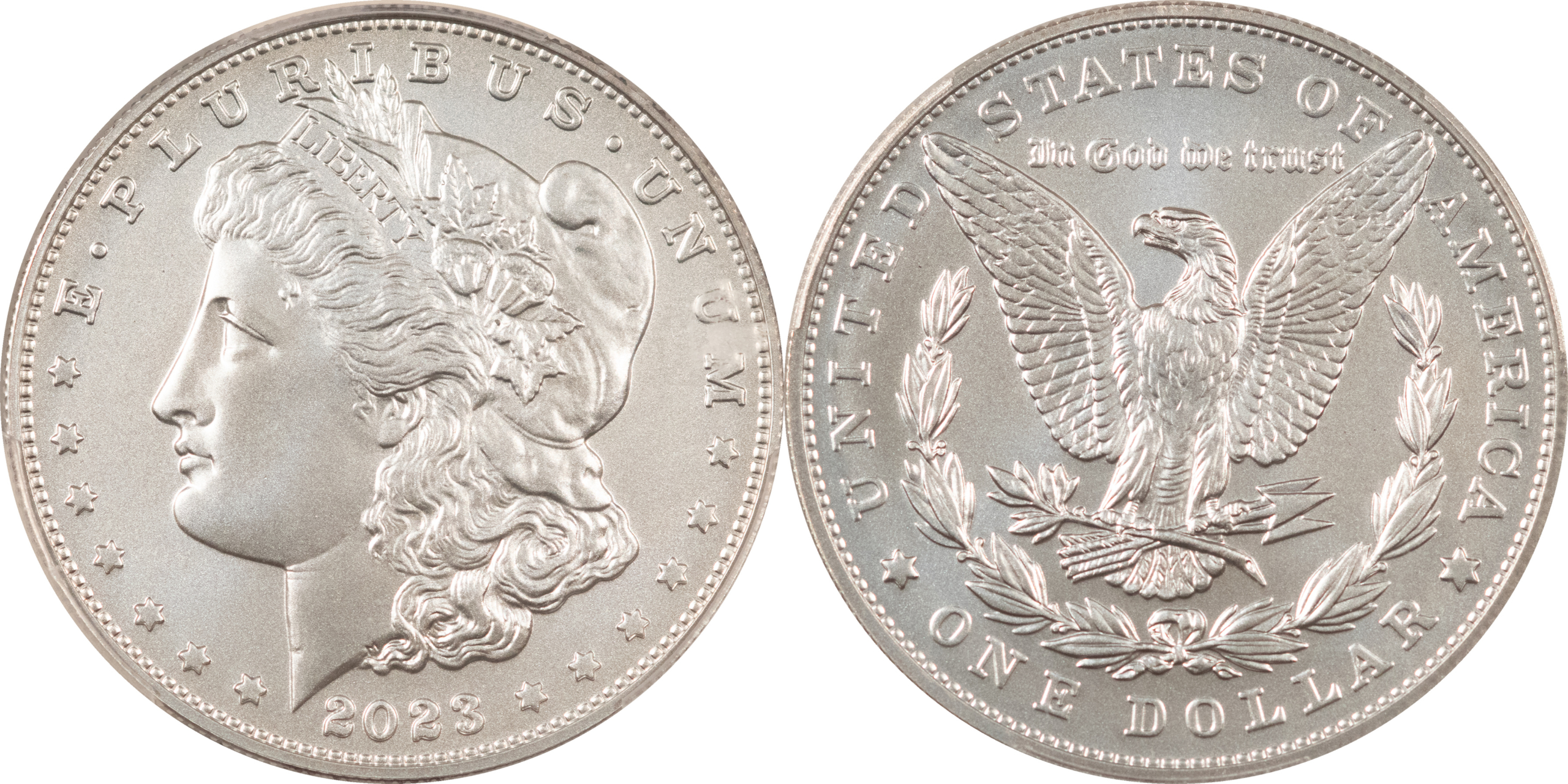 Dollars 2023 MORGAN & PEACE DOLLAR 2 COIN COMMEMORATIVE SET PCGS MS70 FIRST DAY OF ISSUE Dollars 2023 MORGAN & PEACE DOLLAR 2 COIN COMMEMORATIVE SET PCGS MS70 FIRST DAY OF ISSUE