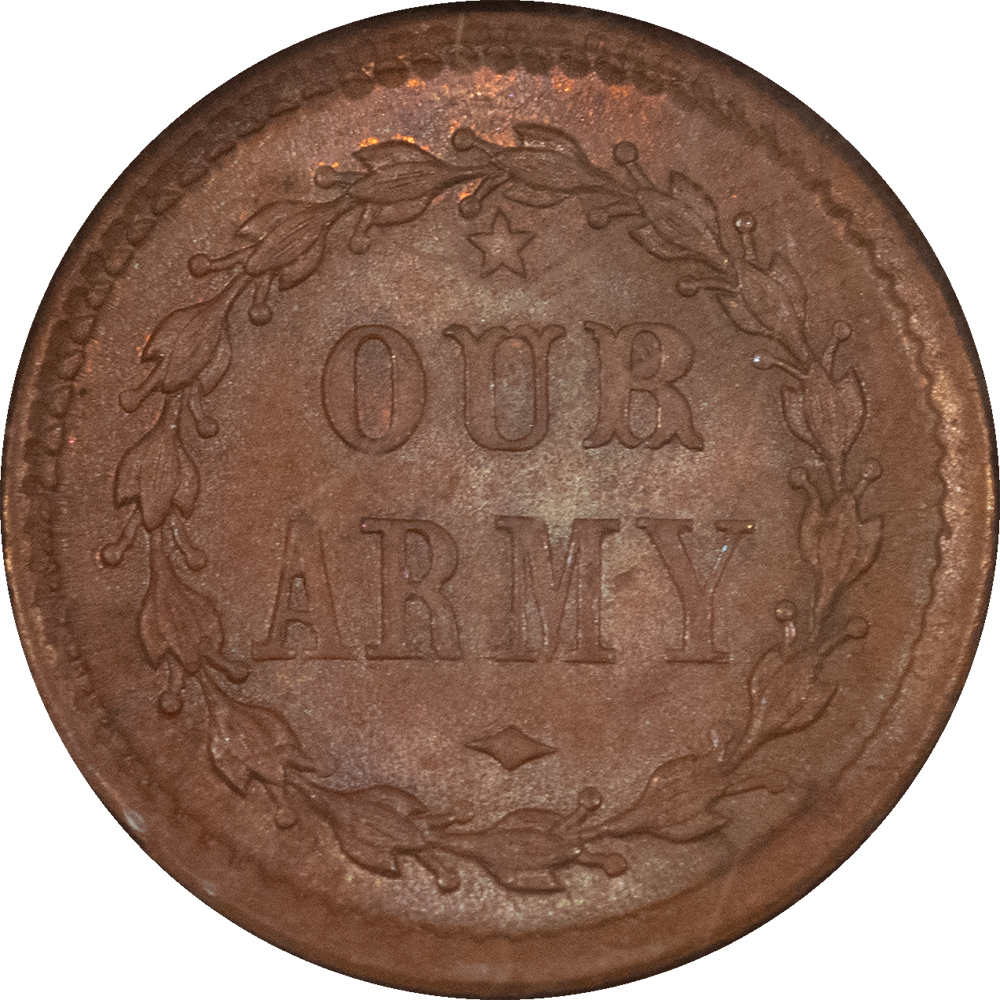 Civil War & Hard Times 1863 CIVIL WAR PATRIOTIC TOKEN, OUR ARMY, F45-332 – ICG MS-65 BN, GORGEOUS GEM Civil War & Hard Times 1863 CIVIL WAR PATRIOTIC TOKEN, OUR ARMY, F45-332 – ICG MS-65 BN, GORGEOUS GEM