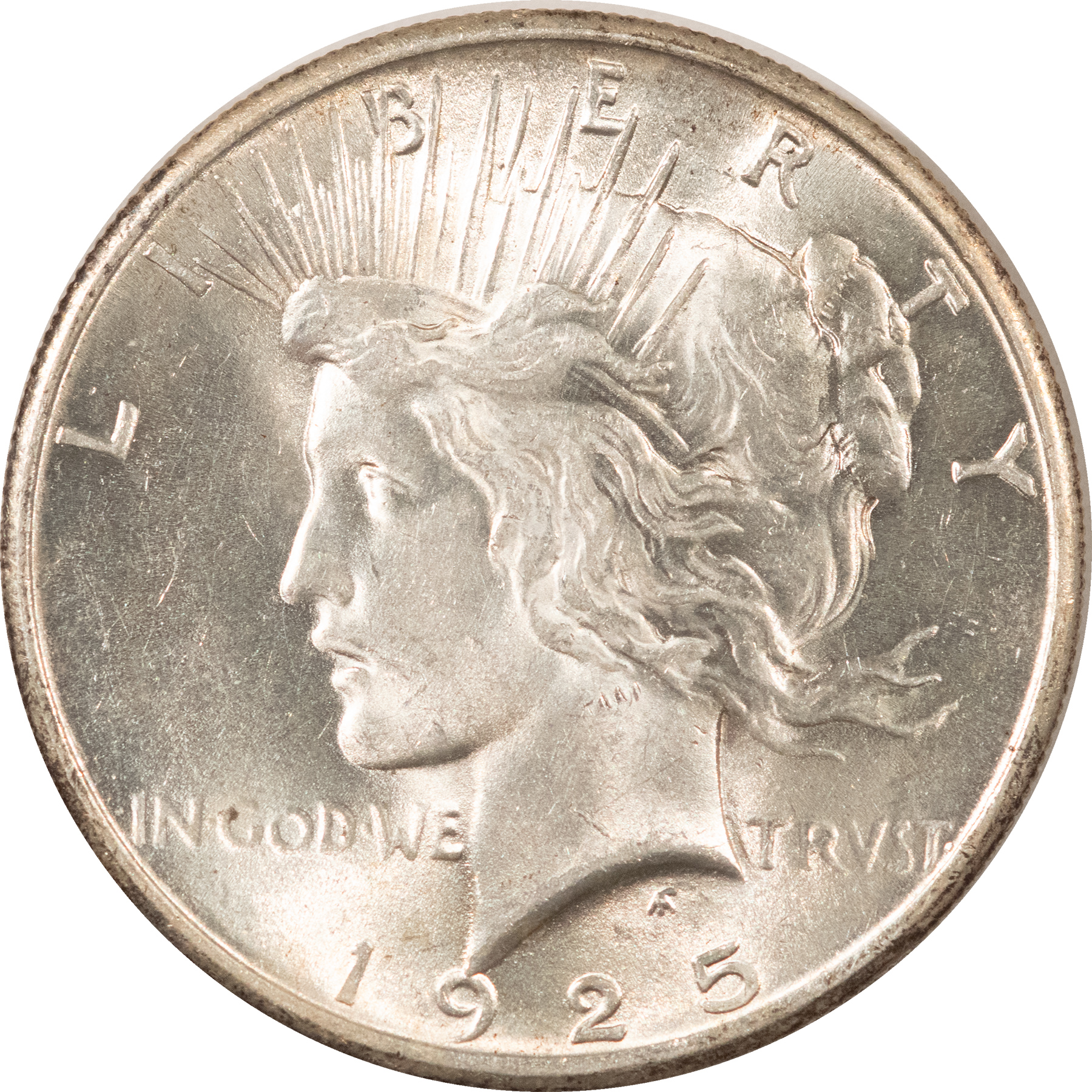 Dollars 1925 $1 PEACE DOLLAR – WHITE! HIGH GRADE, NEARLY UNCIRCULATED – LOOKS CHOICE! Dollars 1925 $1 PEACE DOLLAR – WHITE! HIGH GRADE, NEARLY UNCIRCULATED – LOOKS CHOICE!