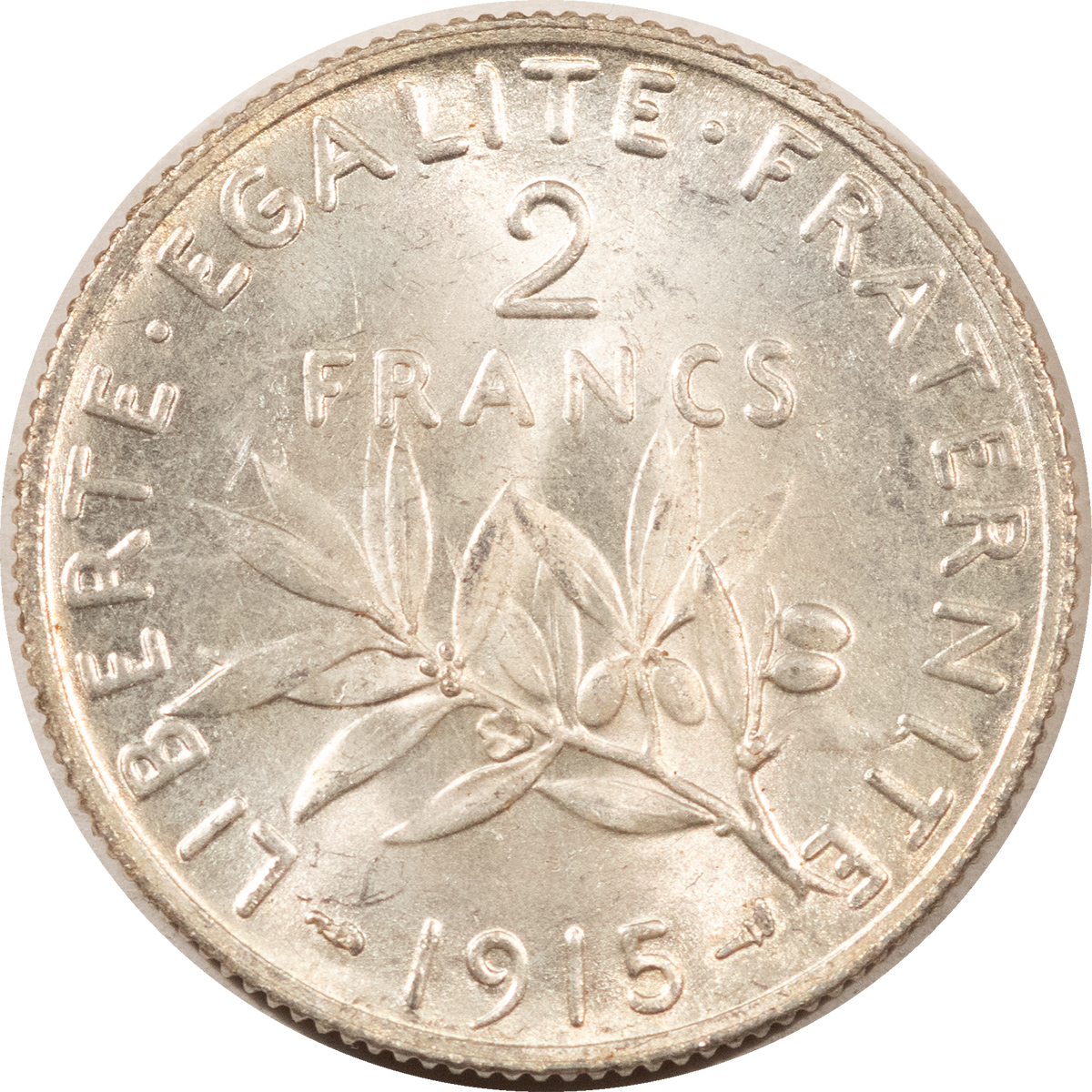 Bullion 1915 FRANCE SILVER 2 FRANCS .2685 OZ ASW KM-845.1 – UNCIRCULATED! Bullion 1915 FRANCE SILVER 2 FRANCS .2685 OZ ASW KM-845.1 – UNCIRCULATED!
