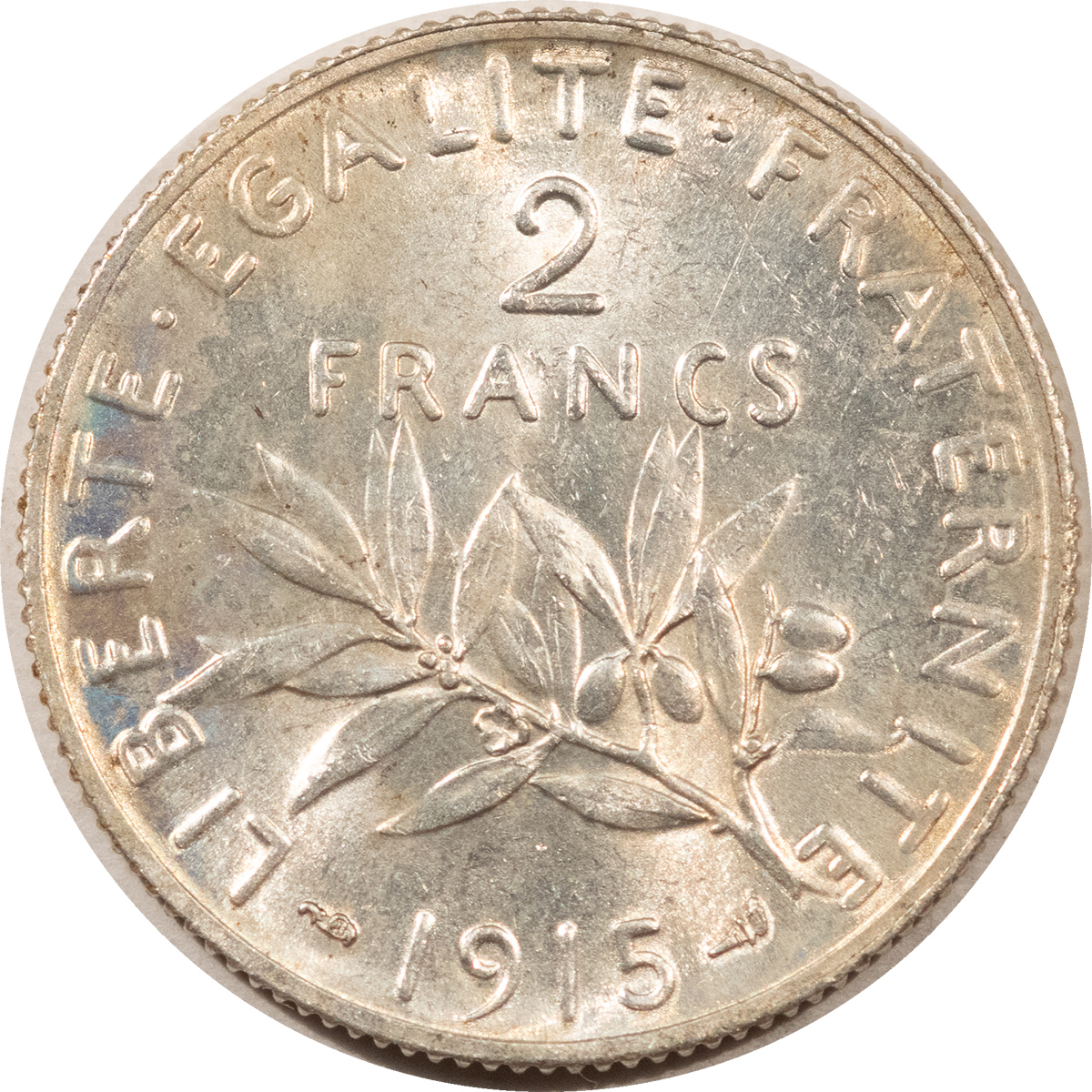 Bullion 1915 FRANCE SILVER 2 FRANCS .2685 OZ ASW KM-845.1 – UNCIRCULATED! Bullion 1915 FRANCE SILVER 2 FRANCS .2685 OZ ASW KM-845.1 – UNCIRCULATED!