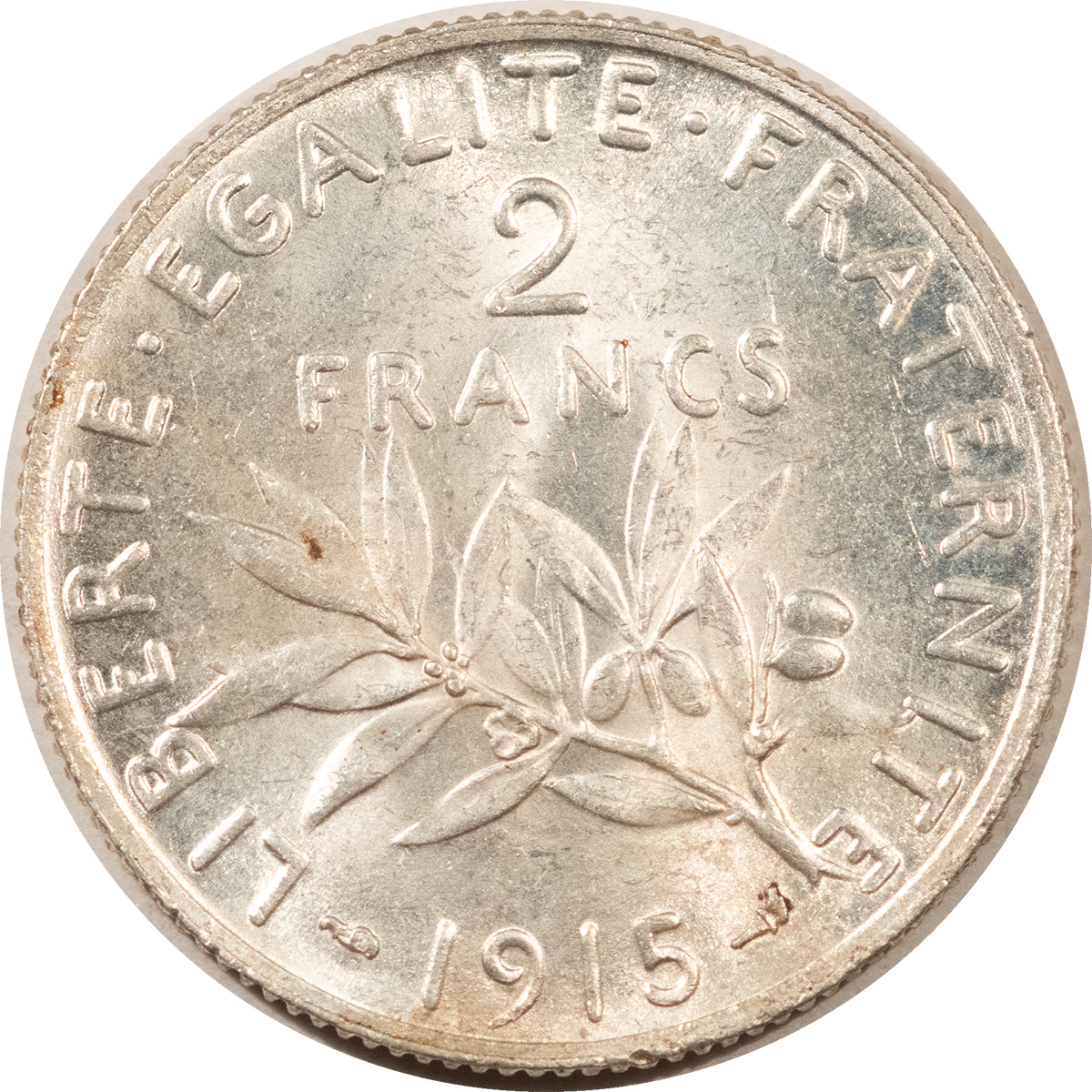 Bullion 1915 FRANCE SILVER 2 FRANCS .2685 OZ ASW KM-845.1 – UNCIRCULATED! Bullion 1915 FRANCE SILVER 2 FRANCS .2685 OZ ASW KM-845.1 – UNCIRCULATED!