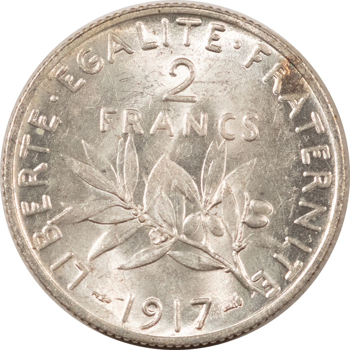 Bullion 1917 FRANCE SILVER 2 FRANCS .2685 OZ ASW KM-845.1 – UNCIRCULATED! Bullion 1917 FRANCE SILVER 2 FRANCS .2685 OZ ASW KM-845.1 – UNCIRCULATED!