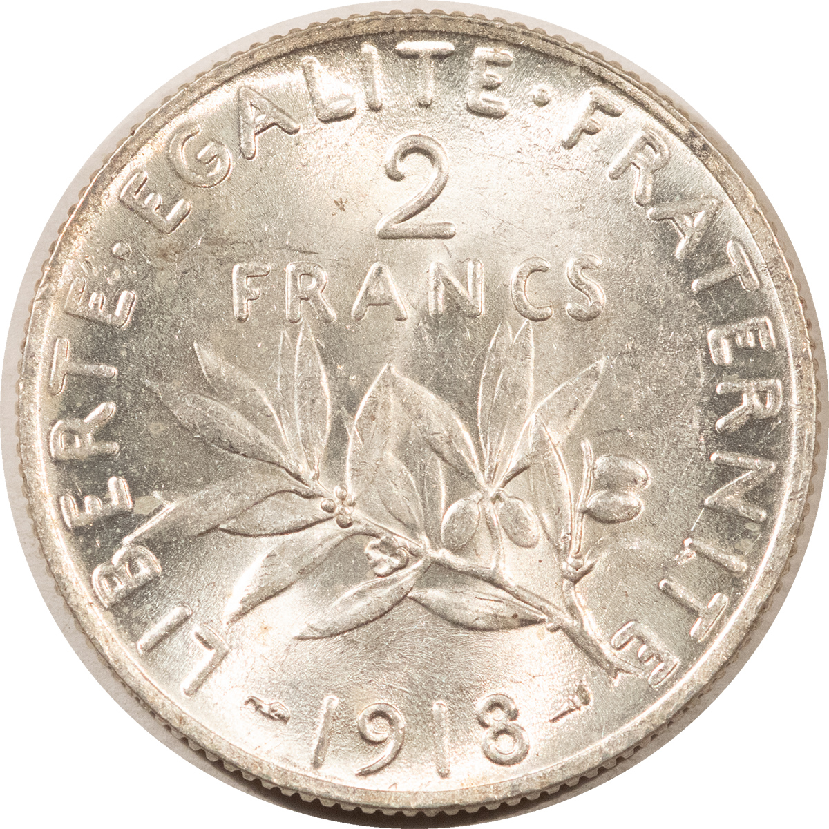 Bullion 1918 FRANCE SILVER 2 FRANCS .2685 OZ ASW KM-845.1 – UNCIRCULATED! Bullion 1918 FRANCE SILVER 2 FRANCS .2685 OZ ASW KM-845.1 – UNCIRCULATED!