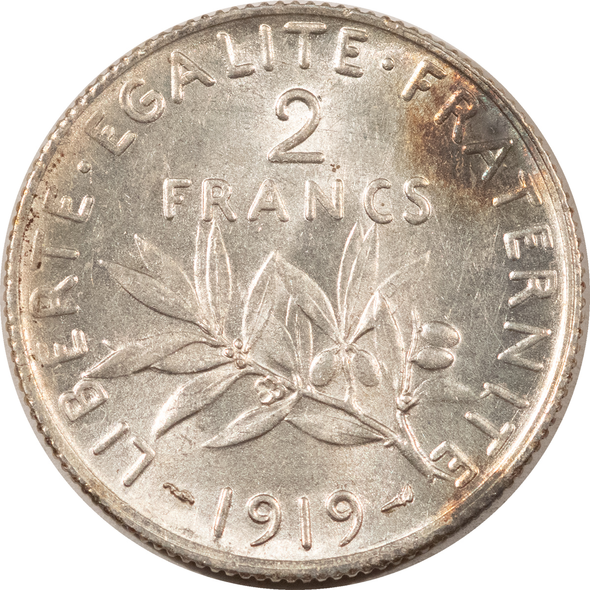 Bullion 1919 FRANCE SILVER 2 FRANCS .2685 OZ ASW KM-845.1 – UNCIRCULATED! Bullion 1919 FRANCE SILVER 2 FRANCS .2685 OZ ASW KM-845.1 – UNCIRCULATED!
