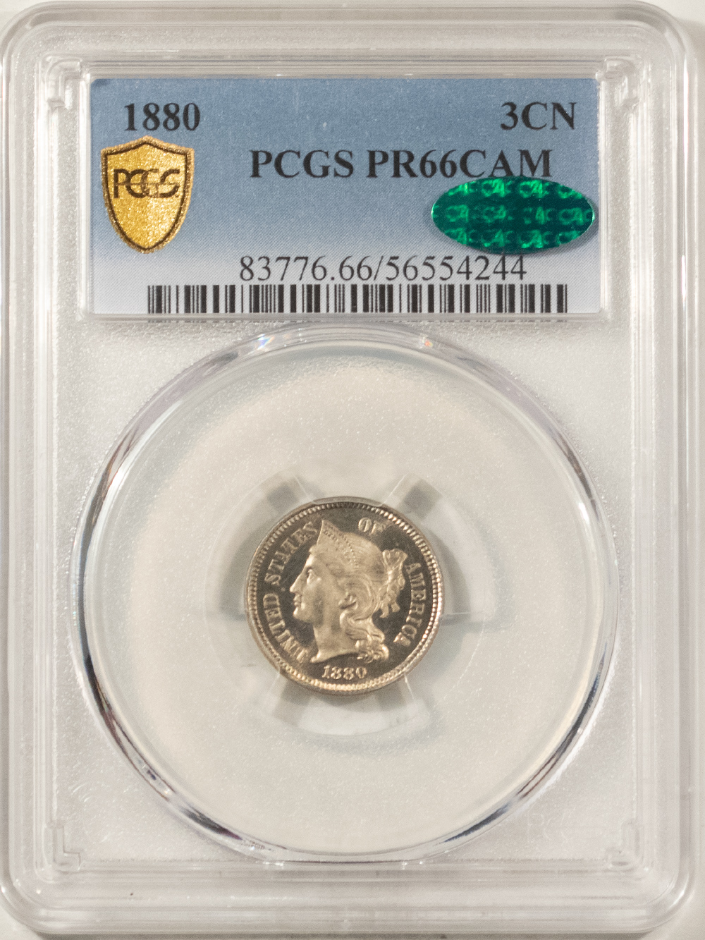 CAC Approved Coins 1880 PROOF THREE CENT NICKEL – PCGS PR-66 CAM, CAC, PRISTINE CAMEO, PQ+! CAC Approved Coins 1880 PROOF THREE CENT NICKEL – PCGS PR-66 CAM, CAC, PRISTINE CAMEO, PQ+!