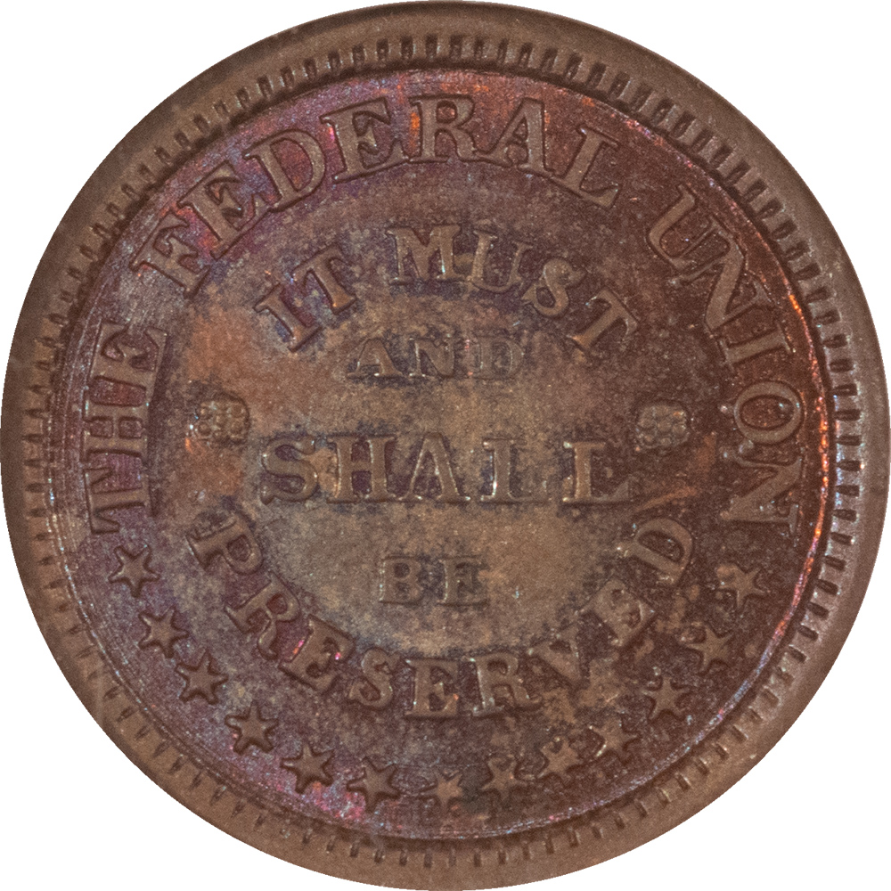 Civil War & Hard Times 1863 CIVIL WAR TOKEN, THE FEDERAL UNION, F-225/327A- NGC MS-65 BN, GORGEOUS GEM! Civil War & Hard Times 1863 CIVIL WAR TOKEN, THE FEDERAL UNION, F-225/327A- NGC MS-65 BN, GORGEOUS GEM!