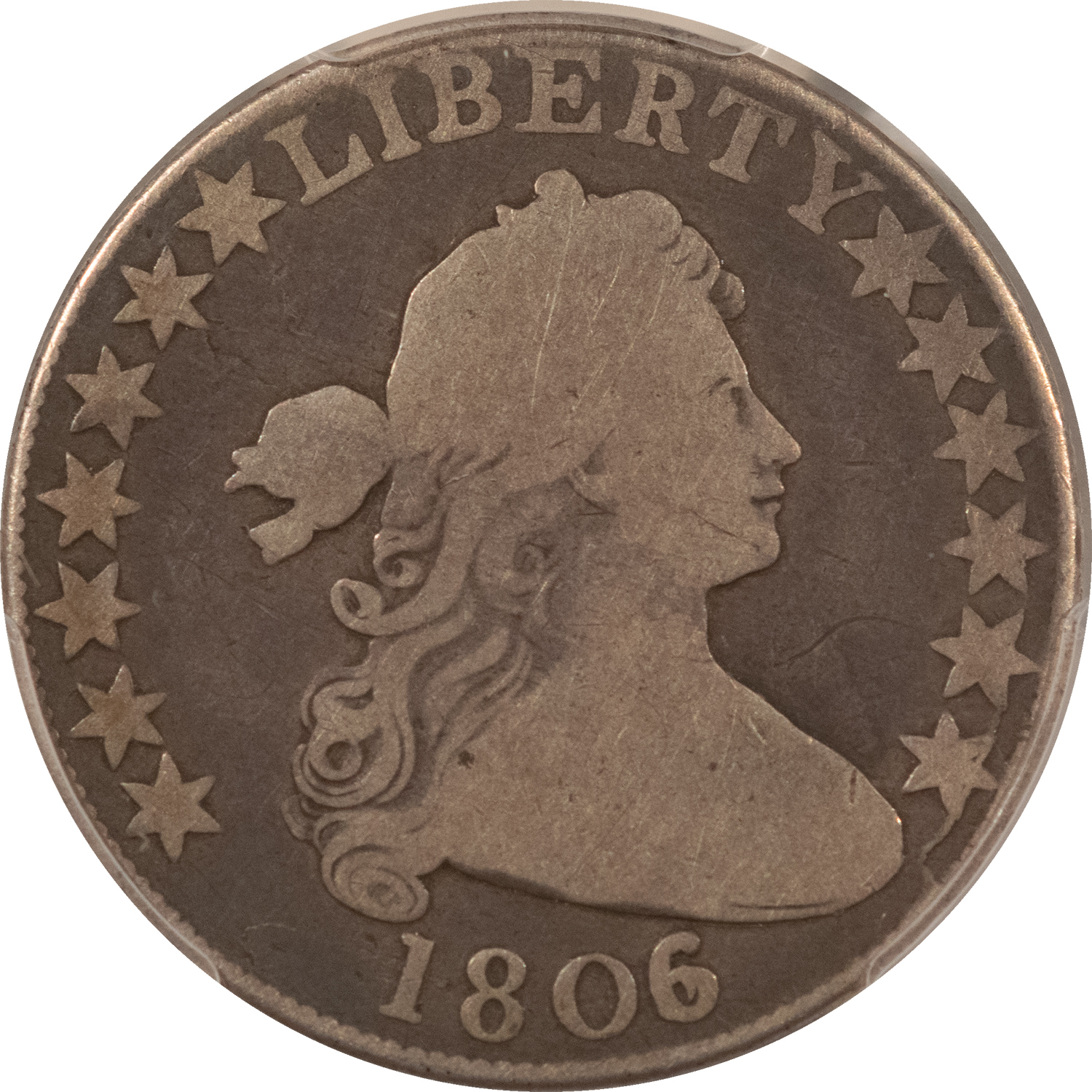Early Halves 1806/5 DRAPED BUST HALF DOLLAR LG STARS – PCGS GENUINE BENT AG DETAIL NICE LOOK! Early Halves 1806/5 DRAPED BUST HALF DOLLAR LG STARS – PCGS GENUINE BENT AG DETAIL NICE LOOK!