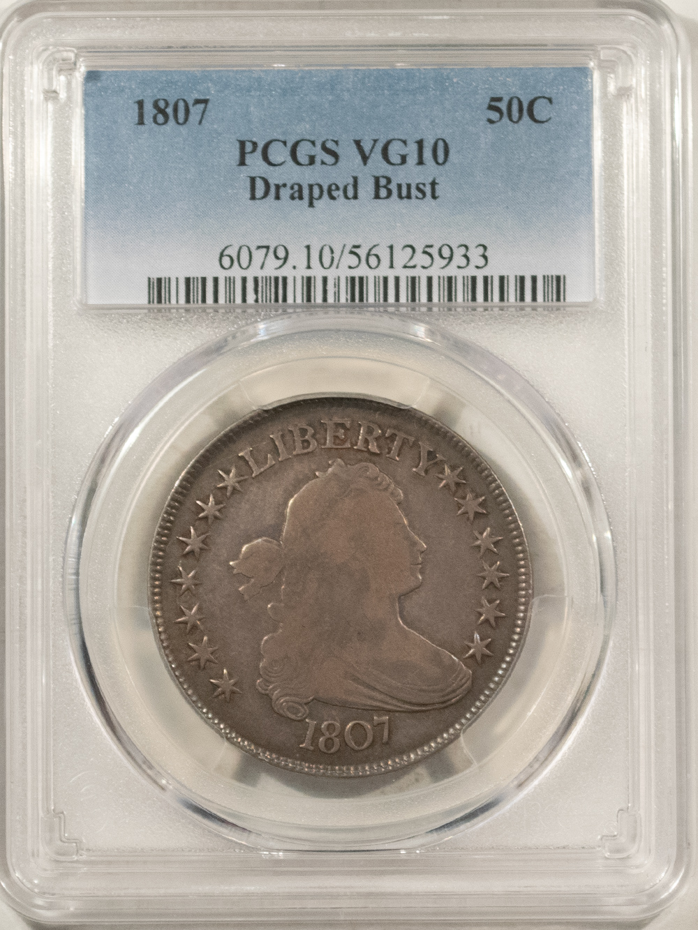 Early Halves 1807 DRAPED BUST HALF DOLLAR – PCGS VG-10 Early Halves 1807 DRAPED BUST HALF DOLLAR – PCGS VG-10