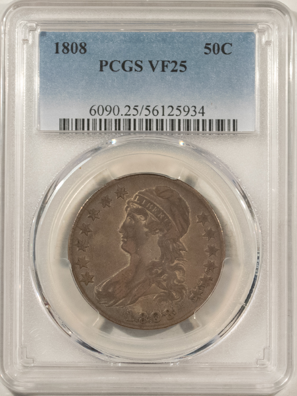 Early Halves 1808 CAPPED BUST HALF DOLLAR – PCGS VF-25, NICE ORIGINAL! Early Halves 1808 CAPPED BUST HALF DOLLAR – PCGS VF-25, NICE ORIGINAL!