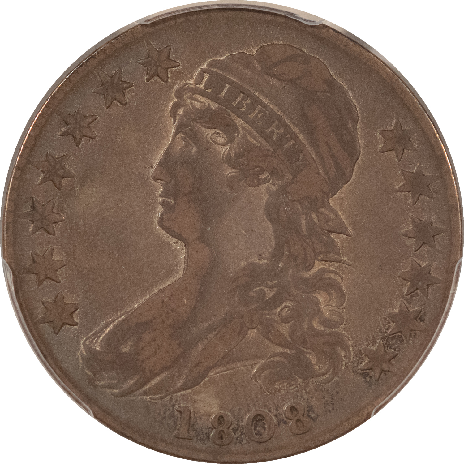 Early Halves 1808 CAPPED BUST HALF DOLLAR – PCGS VF-25, NICE ORIGINAL! Early Halves 1808 CAPPED BUST HALF DOLLAR – PCGS VF-25, NICE ORIGINAL!