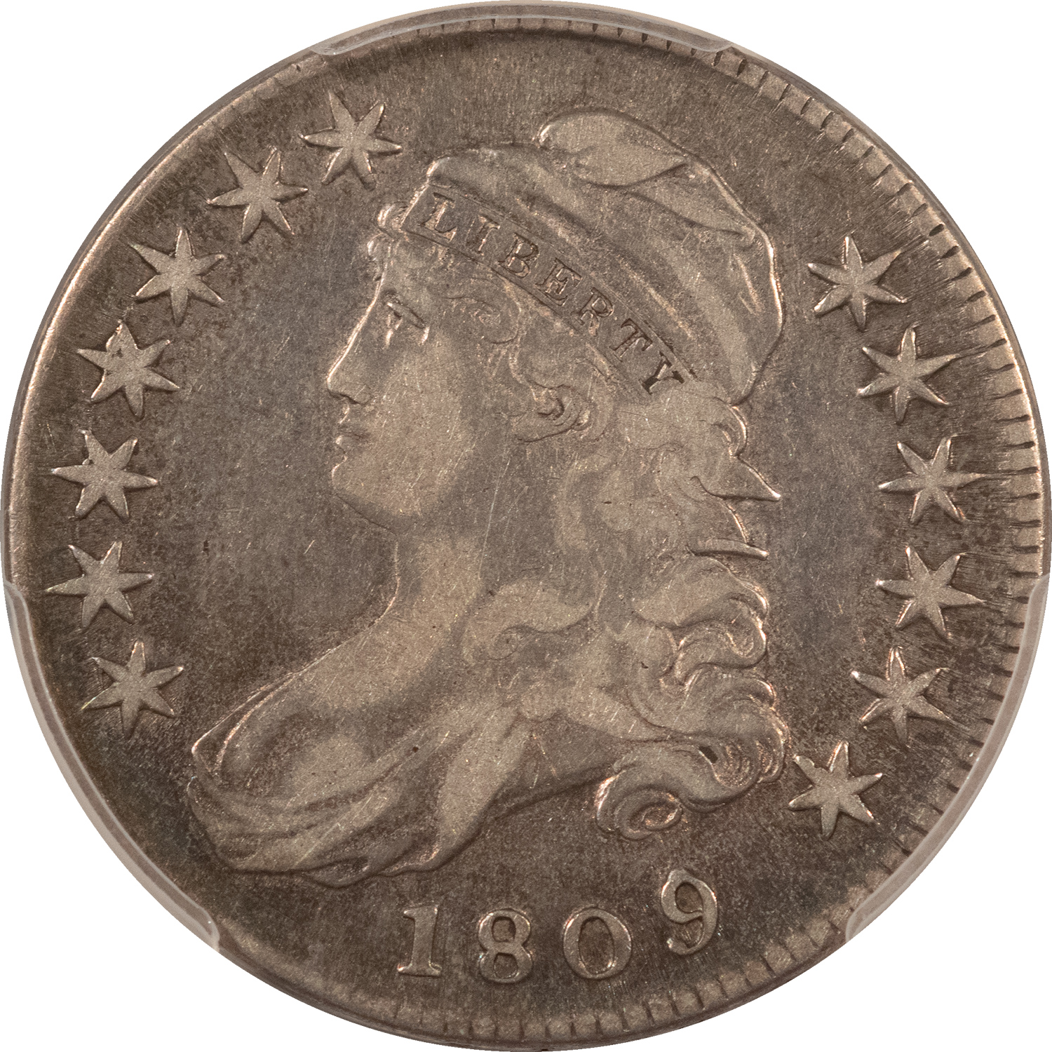 Early Halves 1809 CAPPED BUST HALF DOLLAR – PCGS VF-25, PRETTY! Early Halves 1809 CAPPED BUST HALF DOLLAR – PCGS VF-25, PRETTY!