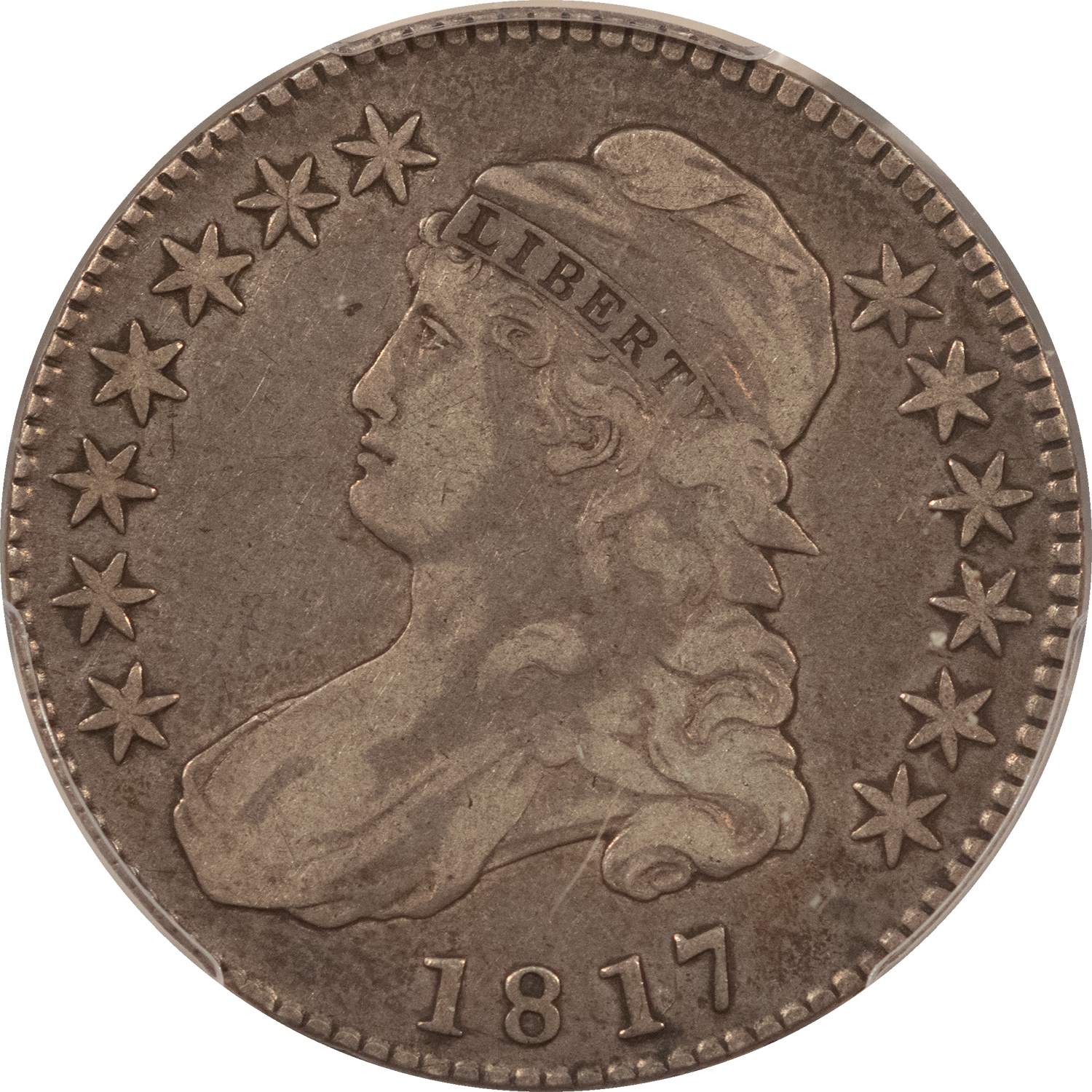 Early Halves 1817 181.7 CAPPED BUST HALF DOLLAR PUNCTUATED DATE PCGS GENUINE CLEANED VF DET Early Halves 1817 181.7 CAPPED BUST HALF DOLLAR PUNCTUATED DATE PCGS GENUINE CLEANED VF DET