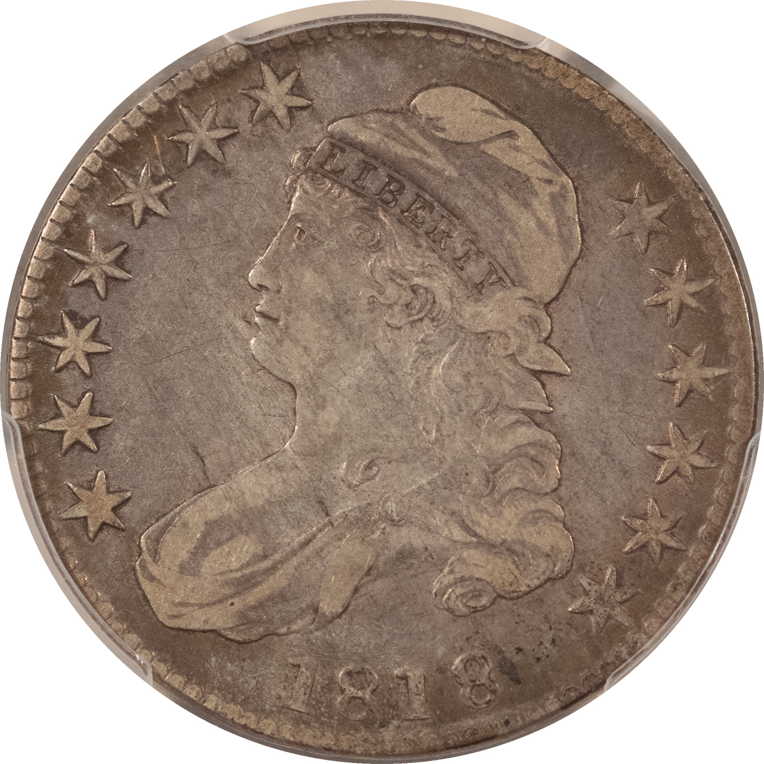 Early Halves 1818 CAPPED BUST HALF DOLLAR – PCGS VF-25, NICE ORIGINAL! Early Halves 1818 CAPPED BUST HALF DOLLAR – PCGS VF-25, NICE ORIGINAL!