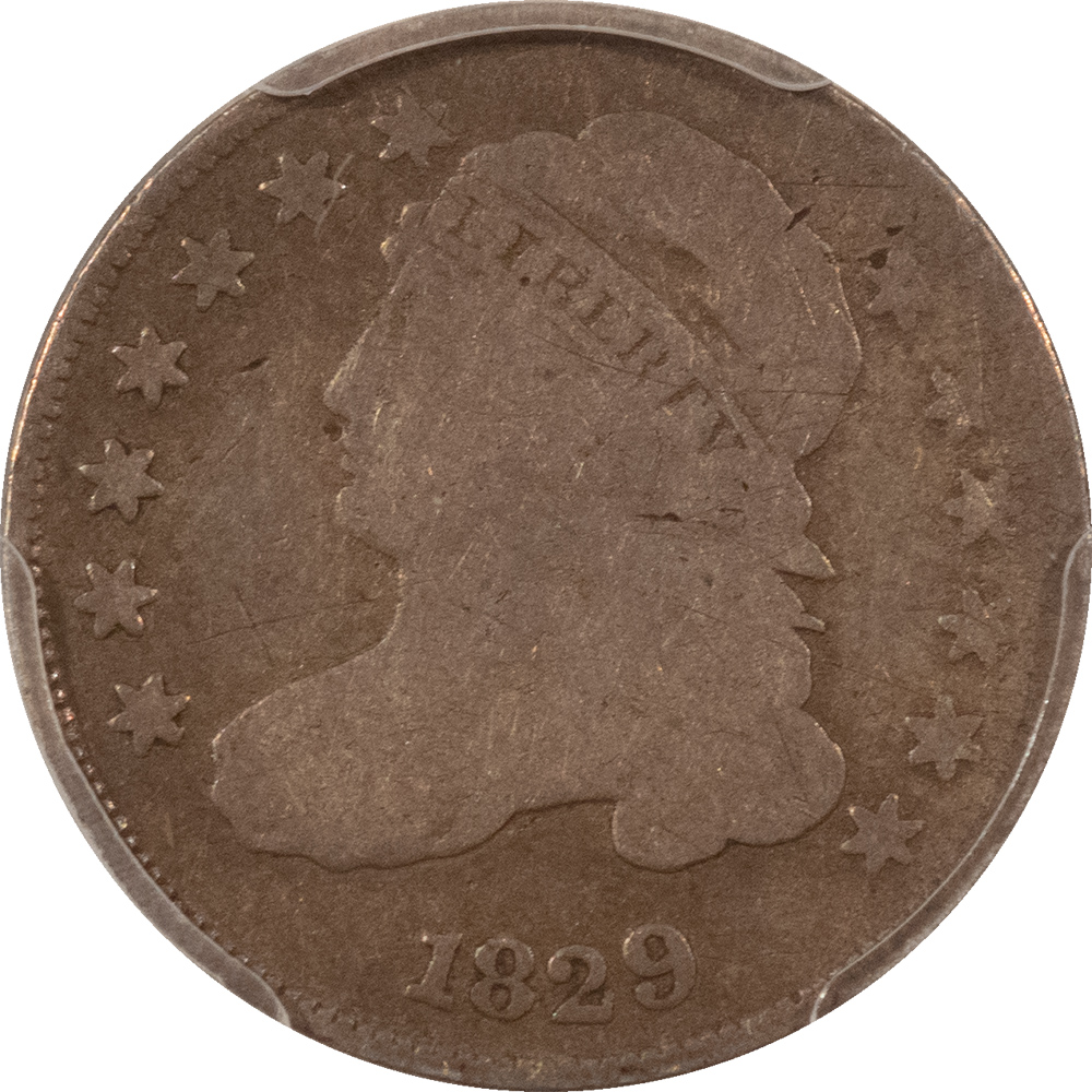 Capped Bust Dimes 1829 CAPPED BUST DIME, SMALL 10C – PCGS G-04! Capped Bust Dimes 1829 CAPPED BUST DIME, SMALL 10C – PCGS G-04!