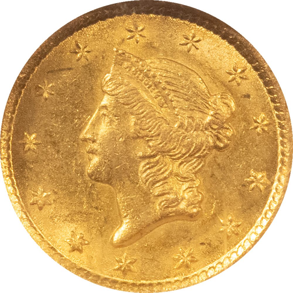 $1 1853-O TYPE 1 $1 GOLD DOLLAR – NGC MS-62, NEW ORLEANS! $1 1853-O TYPE 1 $1 GOLD DOLLAR – NGC MS-62, NEW ORLEANS!