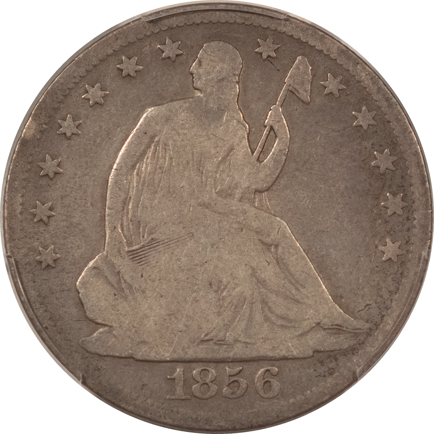 Half Dollars 1856-S SEATED LIBERTY HALF DOLLAR – PCGS GENUINE CLEANED, G DETAIL, BETTER DATE! Half Dollars 1856-S SEATED LIBERTY HALF DOLLAR – PCGS GENUINE CLEANED, G DETAIL, BETTER DATE!