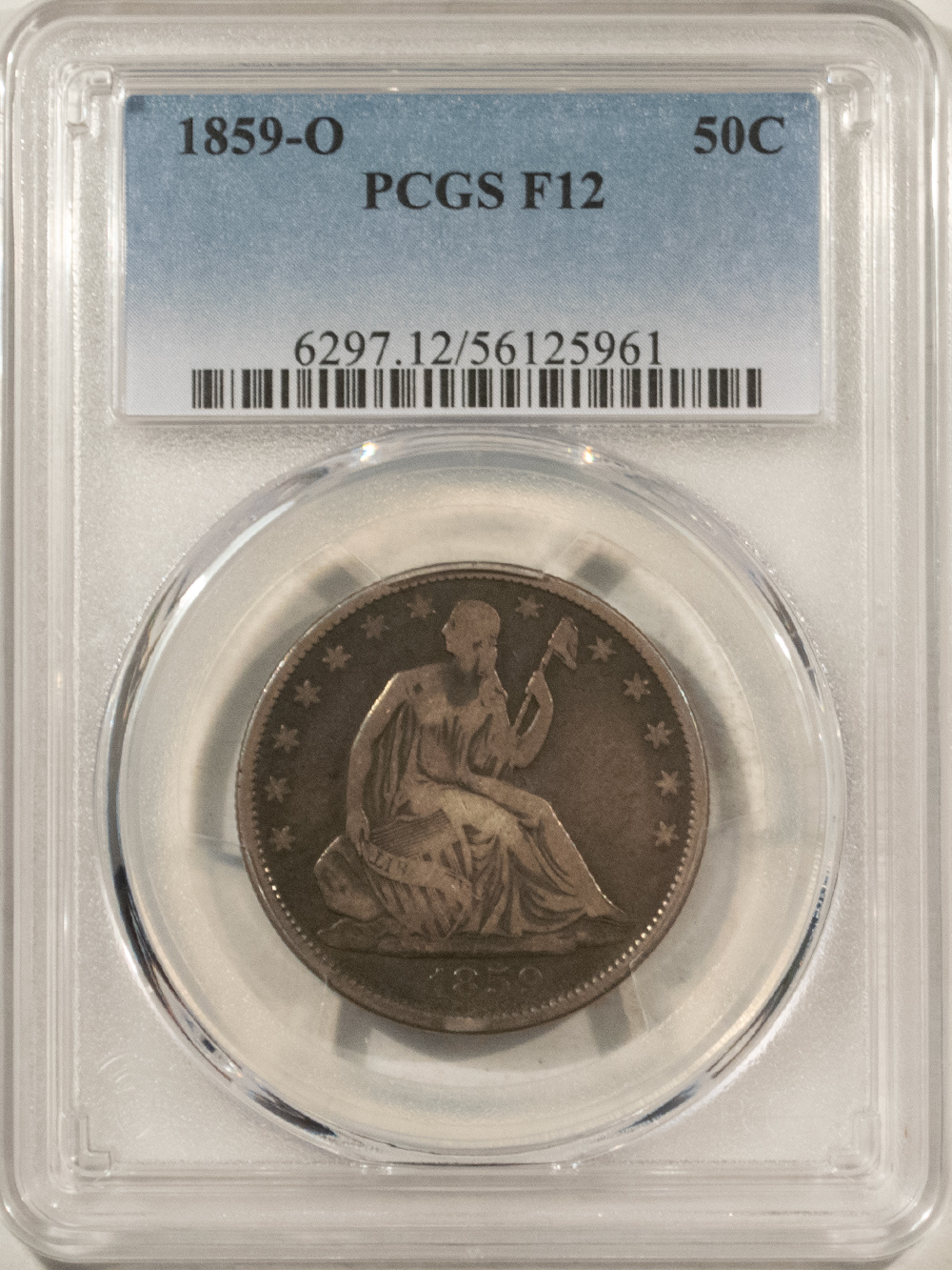 Half Dollars 1859-O SEATED LIBERTY HALF DOLLAR – PCGS F-12! Half Dollars 1859-O SEATED LIBERTY HALF DOLLAR – PCGS F-12!
