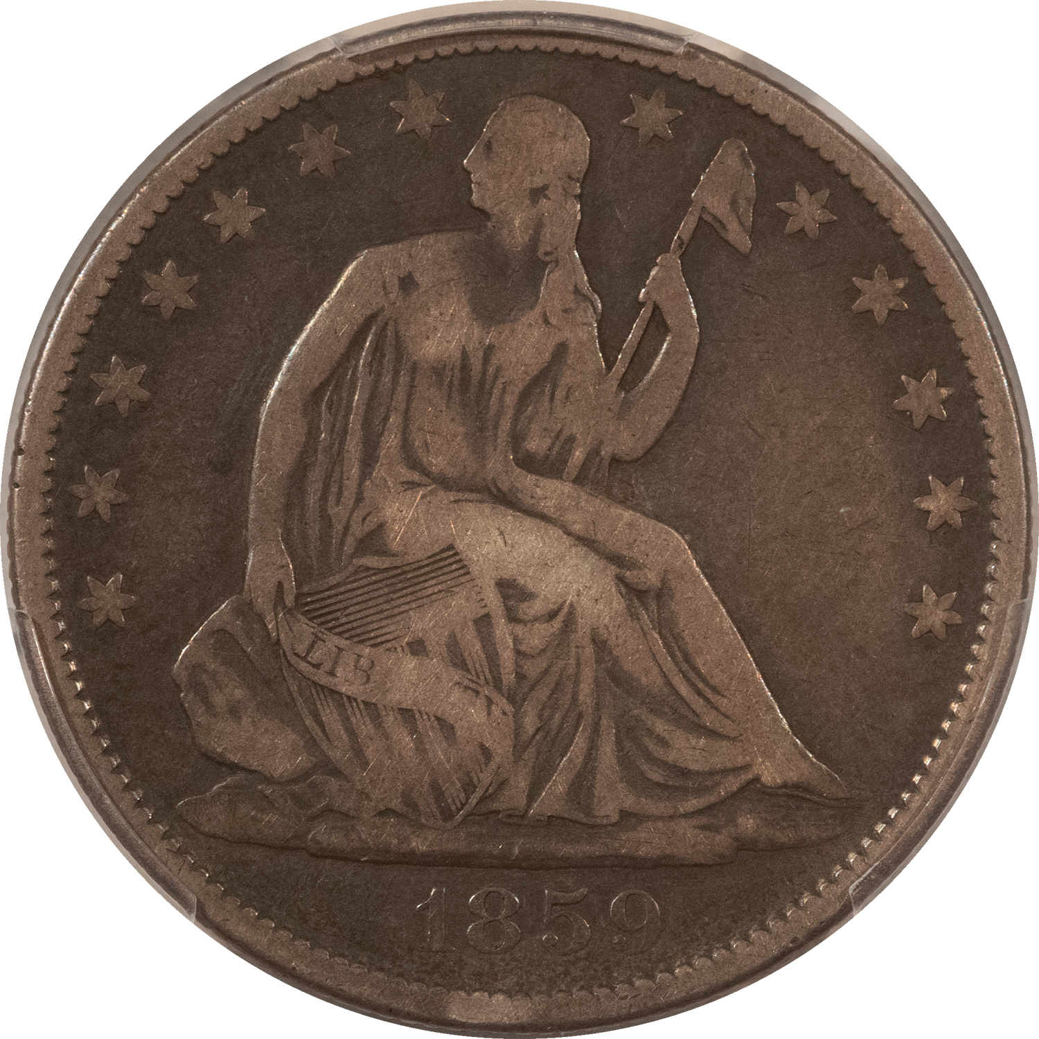 Half Dollars 1859-O SEATED LIBERTY HALF DOLLAR – PCGS F-12! Half Dollars 1859-O SEATED LIBERTY HALF DOLLAR – PCGS F-12!