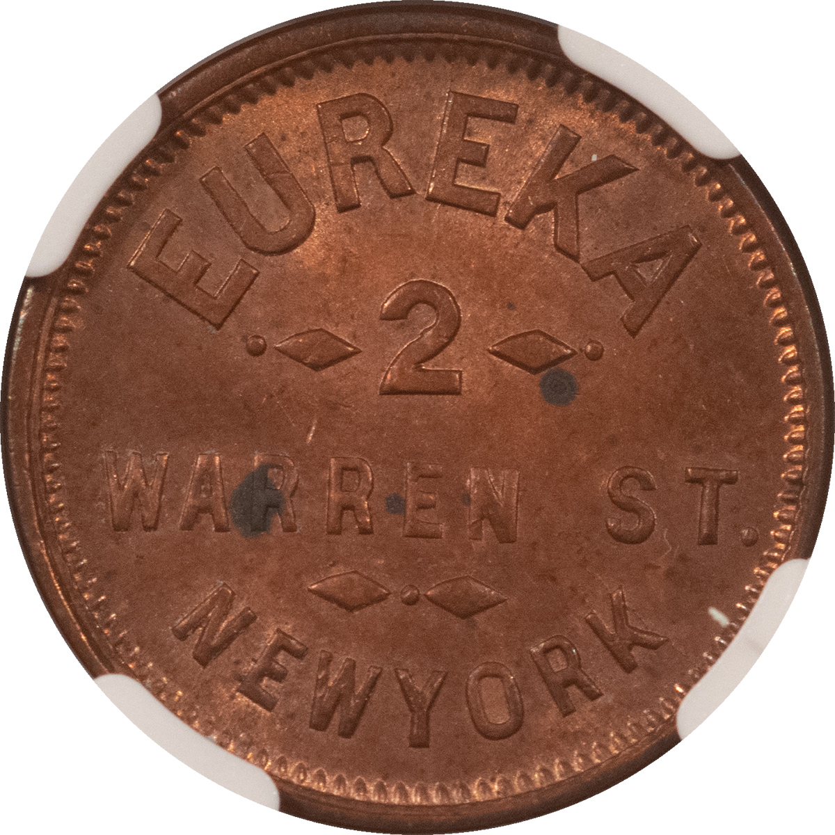 Civil War & Hard Times 1863 NEW YORK NY F-630N-3A, M.S. BROWN – EUREKA CIVIL WAR TOKEN – NGC MS-62 RB! Civil War & Hard Times 1863 NEW YORK NY F-630N-3A, M.S. BROWN – EUREKA CIVIL WAR TOKEN – NGC MS-62 RB!