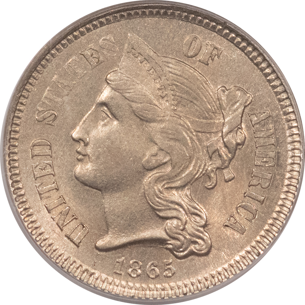 New Certified Coins 1865 THREE CENT NICKEL – PCGS MS-63, CHOICE & PREMIUM QUALITY! New Certified Coins 1865 THREE CENT NICKEL – PCGS MS-63, CHOICE & PREMIUM QUALITY!