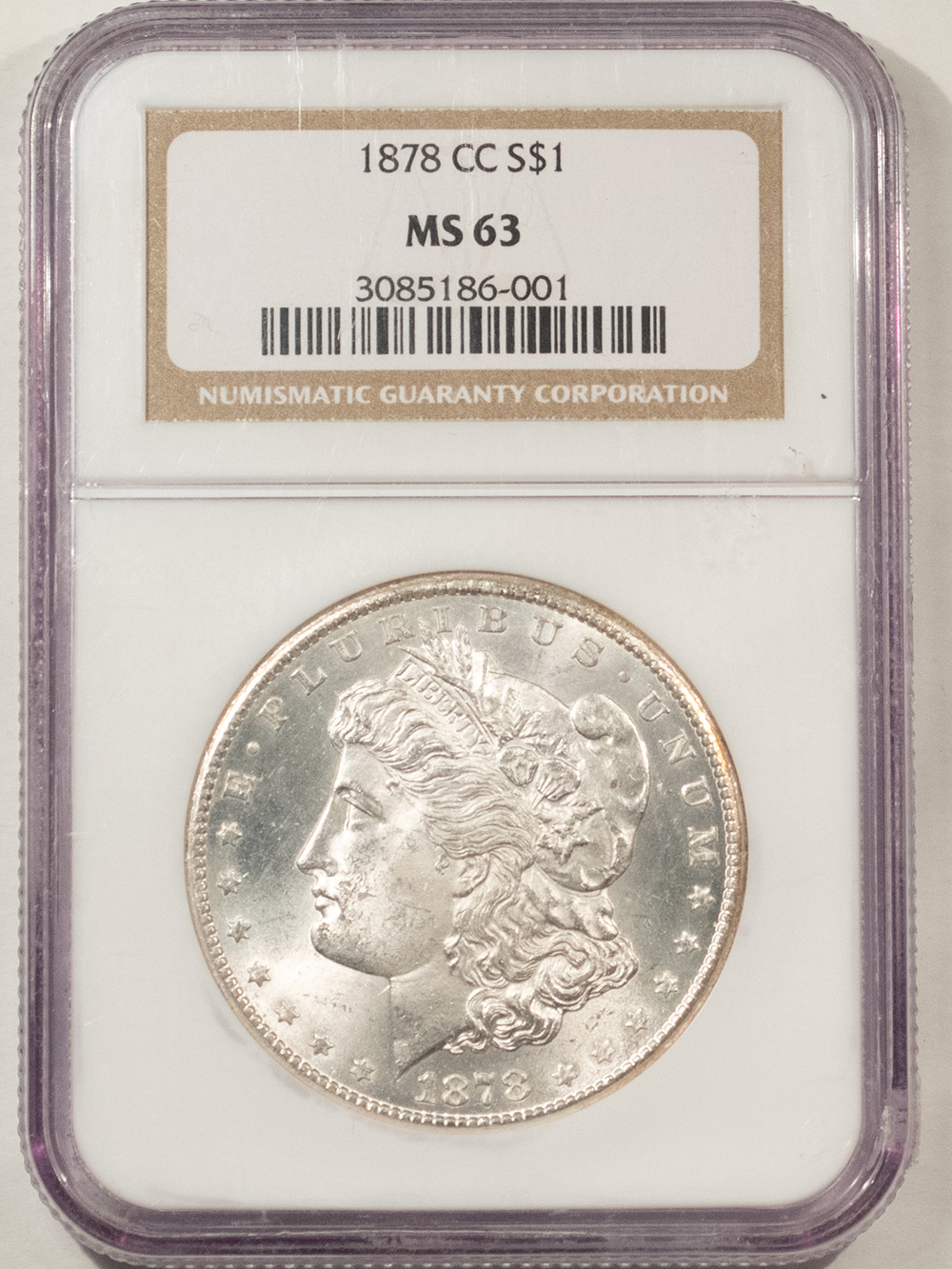 Dollars 1878-CC $1 MORGAN DOLLAR – NGC MS-63, BLAST WHITE CARSON CITY! Dollars 1878-CC $1 MORGAN DOLLAR – NGC MS-63, BLAST WHITE CARSON CITY!