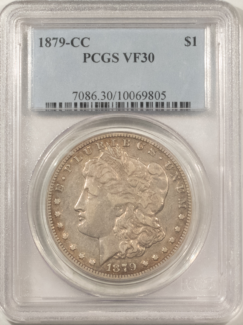Dollars 1879-CC $1 MORGAN DOLLAR – PCGS VF-30, ATTRACTIVE MID-GRADE, CARSON CITY! Dollars 1879-CC $1 MORGAN DOLLAR – PCGS VF-30, ATTRACTIVE MID-GRADE, CARSON CITY!