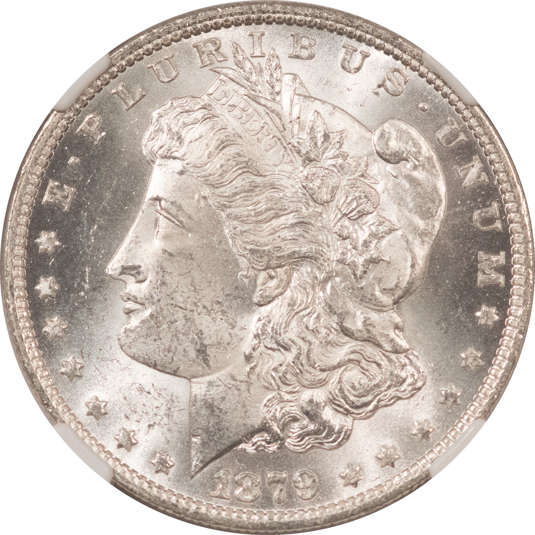 Dollars 1879-O $1 MORGAN DOLLAR – NGC MS-63, BLAST WHITE! FIRST YEAR NEW ORLEANS Dollars 1879-O $1 MORGAN DOLLAR – NGC MS-63, BLAST WHITE! FIRST YEAR NEW ORLEANS