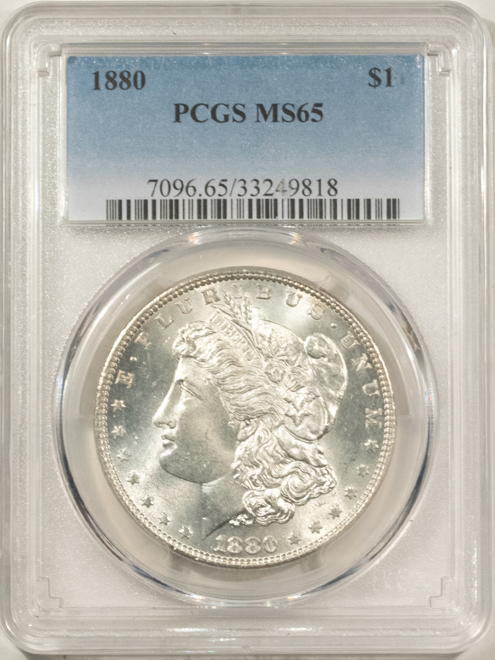 Dollars 1880 $1 MORGAN DOLLAR – PCGS MS-65, BLAST WHITE GEM! Dollars 1880 $1 MORGAN DOLLAR – PCGS MS-65, BLAST WHITE GEM!